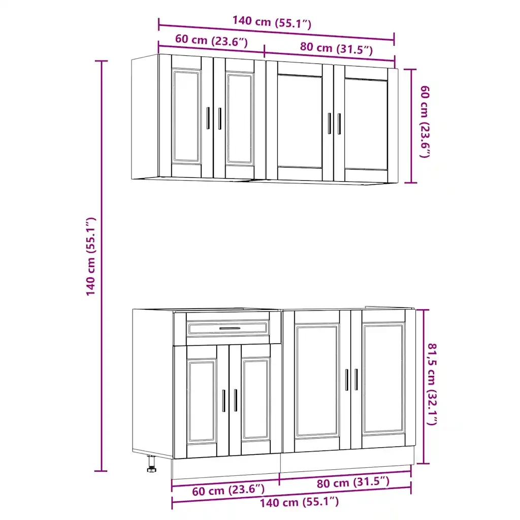 vidaXL Set Mobili da Cucina 4 pz Kalmar Rovere Artigianale Truciolato - Image 8