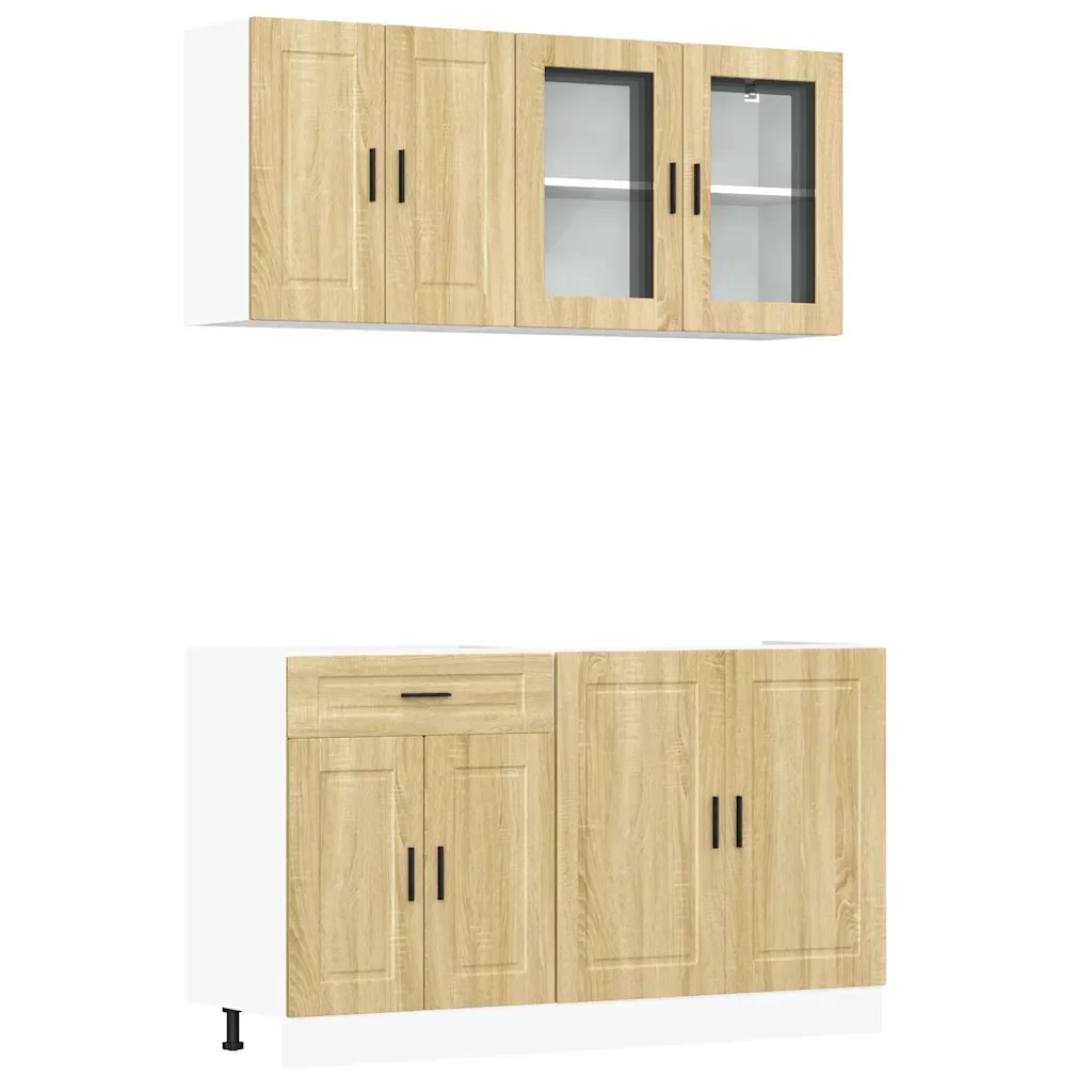 vidaXL Set Mobili da Cucina 4 pz Porto Rovere Sonoma in Truciolato - Image 2