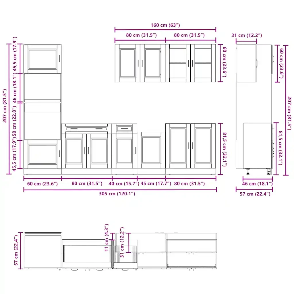 vidaXL Set Mobili da Cucina 7 pz Porto Bianco Legno Multistrato - Image 7