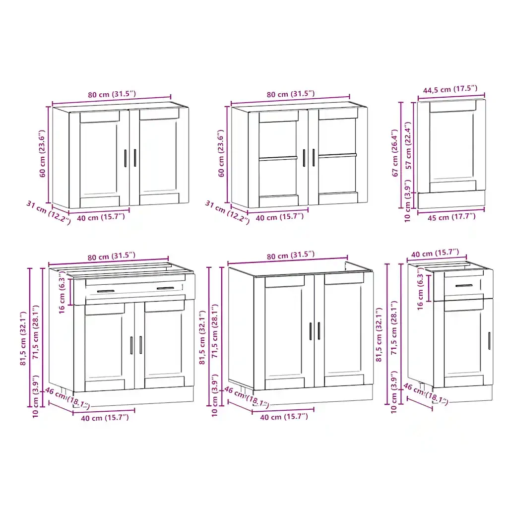 vidaXL Set Mobili da Cucina 7 pz Porto Bianco Legno Multistrato - Image 8