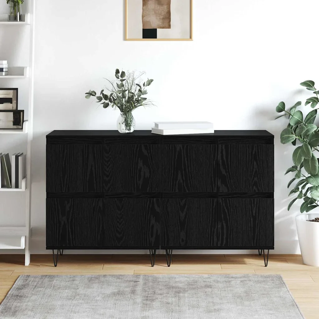 Sideboards 2 pcs Rovere nero 120 x 35 x 70 cm Legno multistrato - Image 4