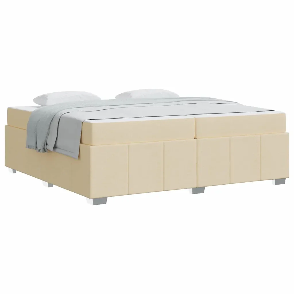 vidaXL Struttura del letto con materasso Crema 200 x 200 cm Tessuto - Image 3