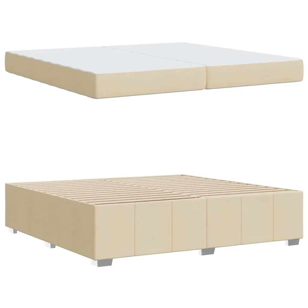 vidaXL Struttura del letto con materasso Crema 200 x 200 cm Tessuto - Image 6