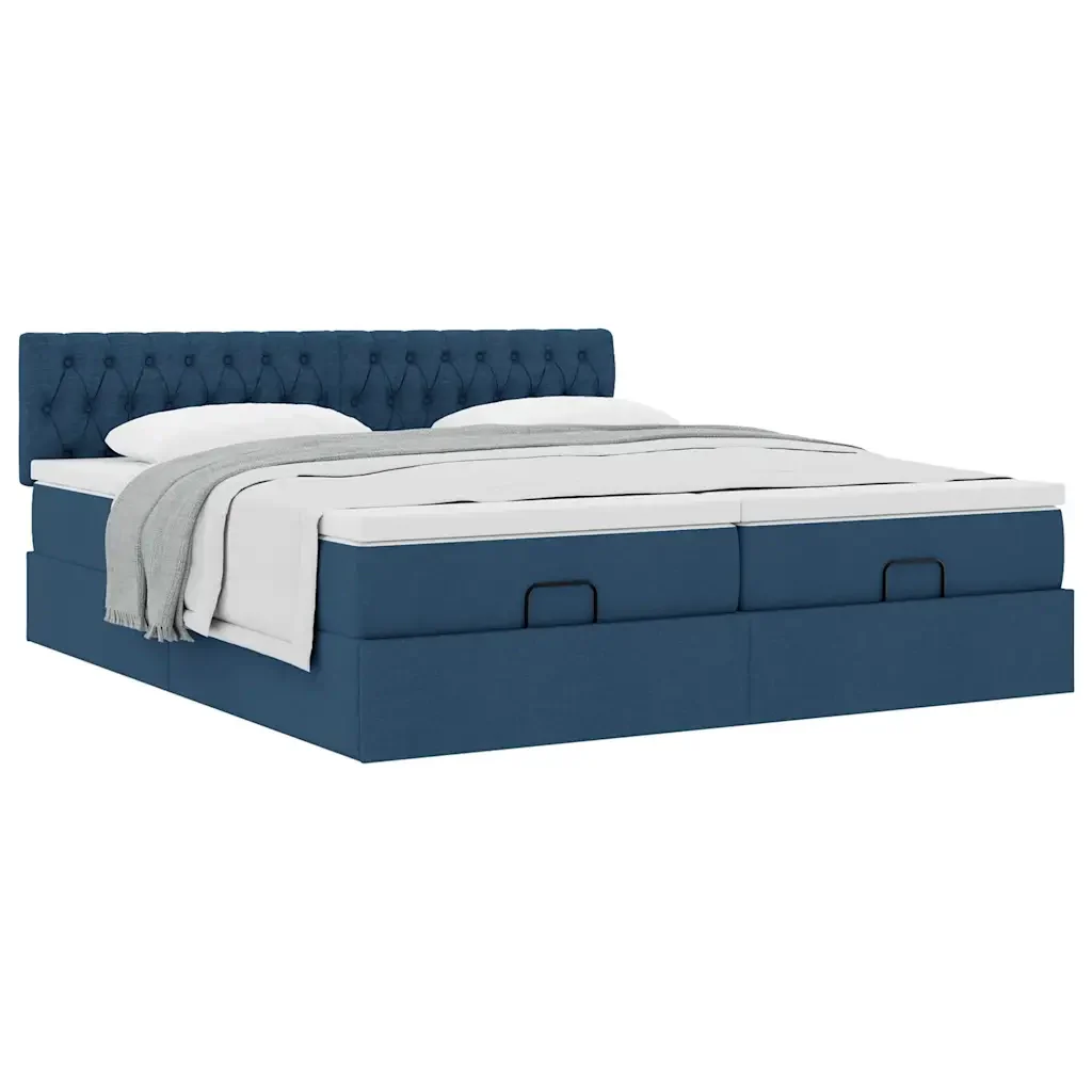 Struttura Letto Pouf con Materassi Blu 180x200cm in Tessuto - Image 4
