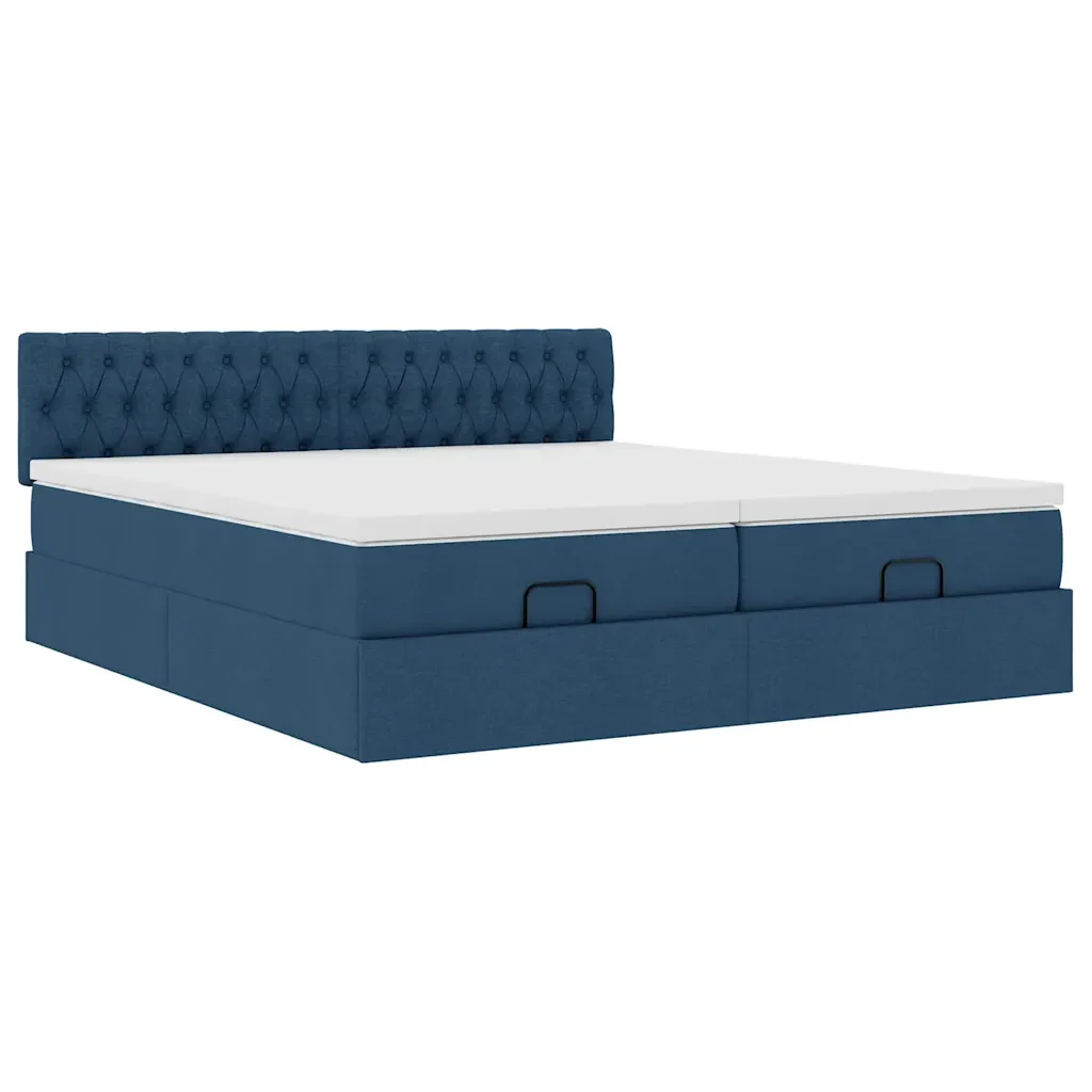 Struttura Letto Pouf con Materassi Blu 180x200cm in Tessuto - Image 5