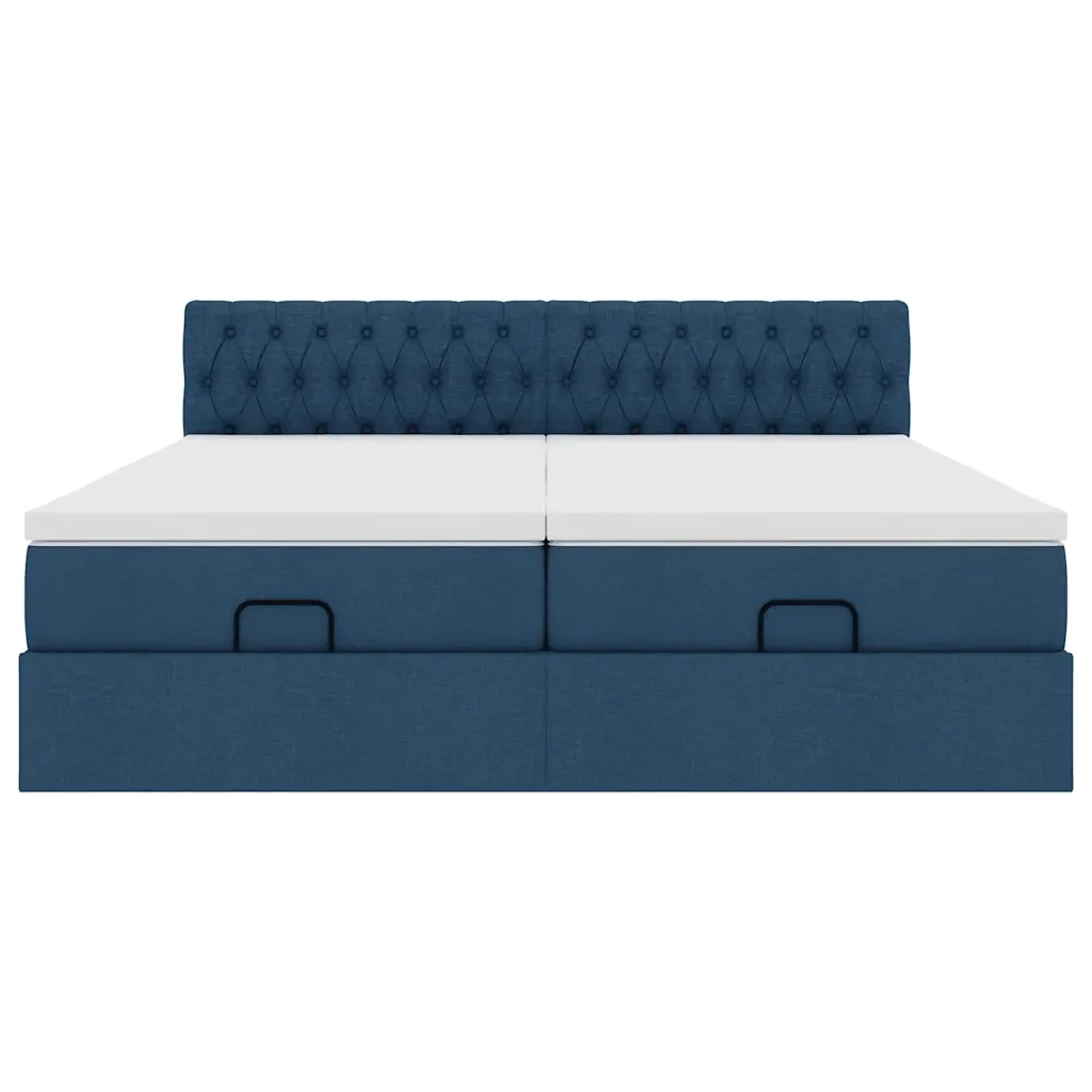 Struttura Letto Pouf con Materassi Blu 180x200cm in Tessuto - Image 6