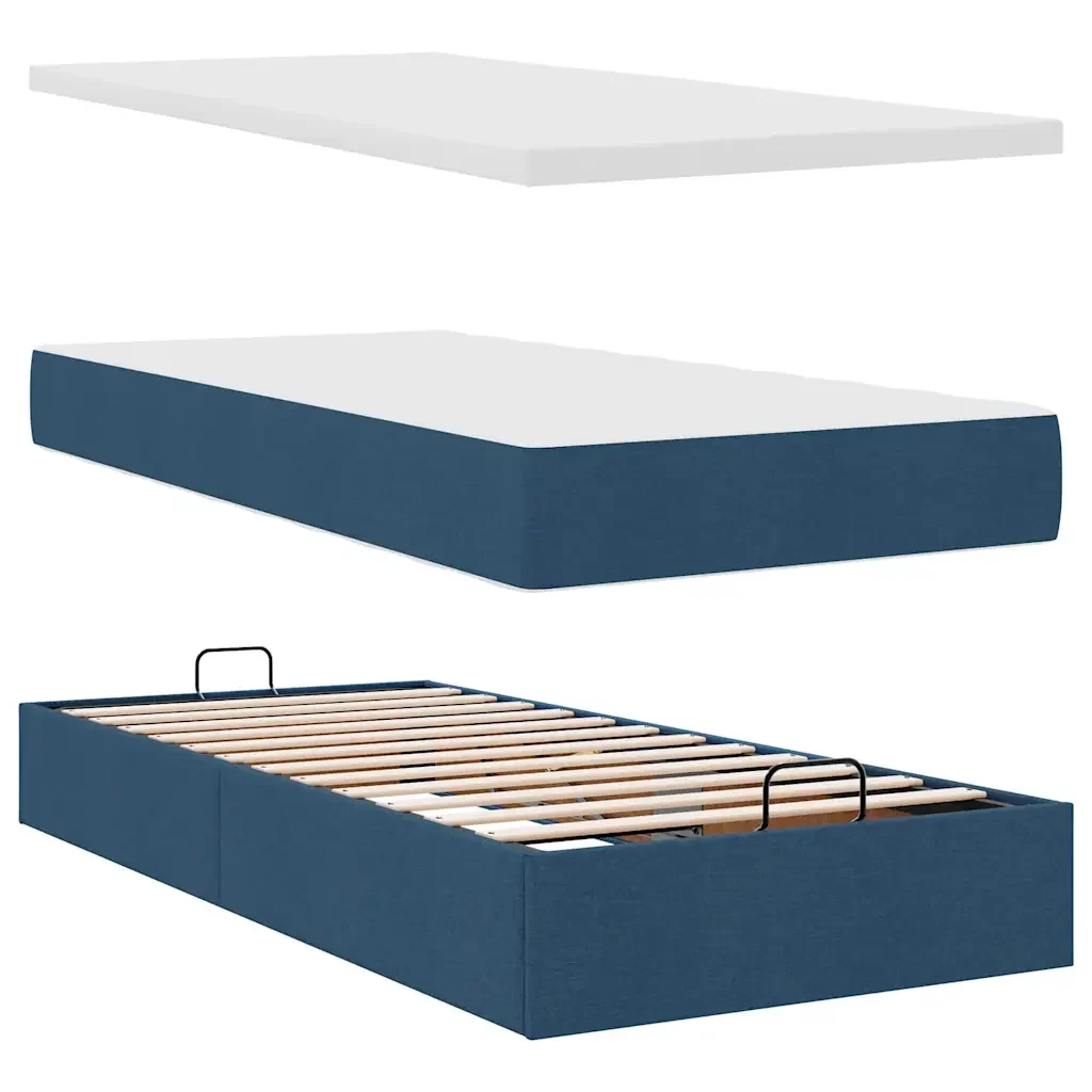 Struttura Letto Pouf con Materassi Blu 180x200cm in Tessuto - Image 7