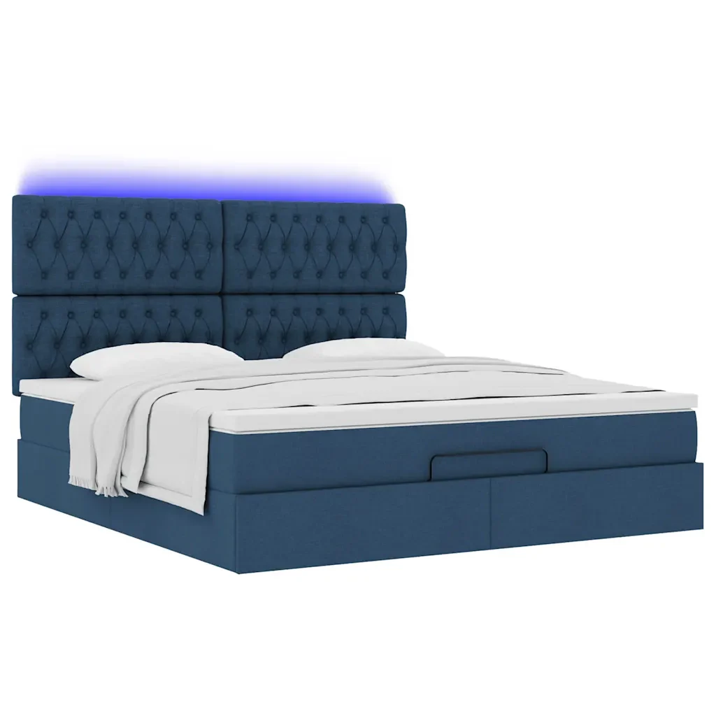 vidaXL Struttura Letto Pouf con Materasso Blu 180x200cm in Tessuto - Image 5