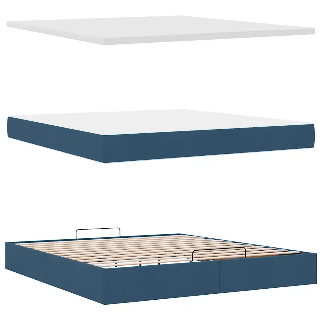 vidaXL Struttura Letto Pouf con Materasso Blu 180x200cm in Tessuto - Image 7
