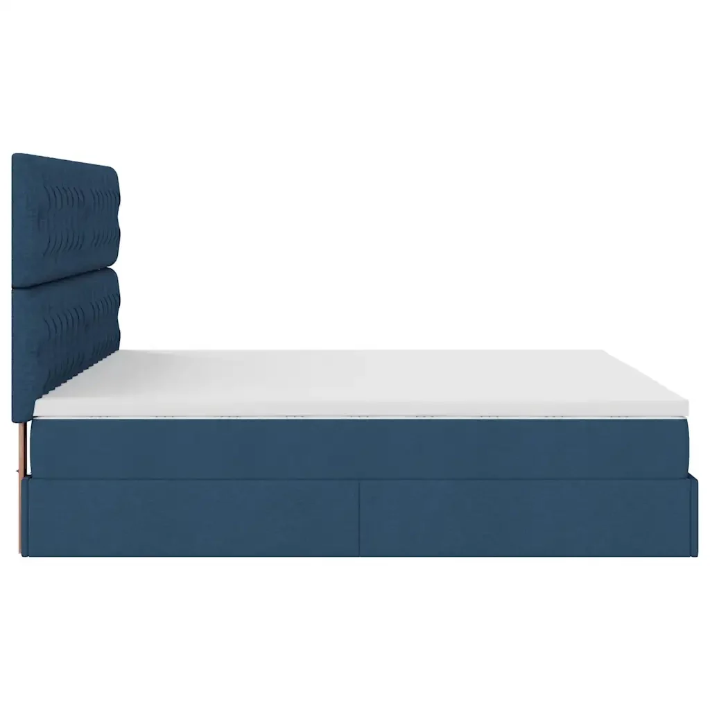 vidaXL Struttura Letto Pouf con Materasso Blu 180x200cm in Tessuto - Image 9