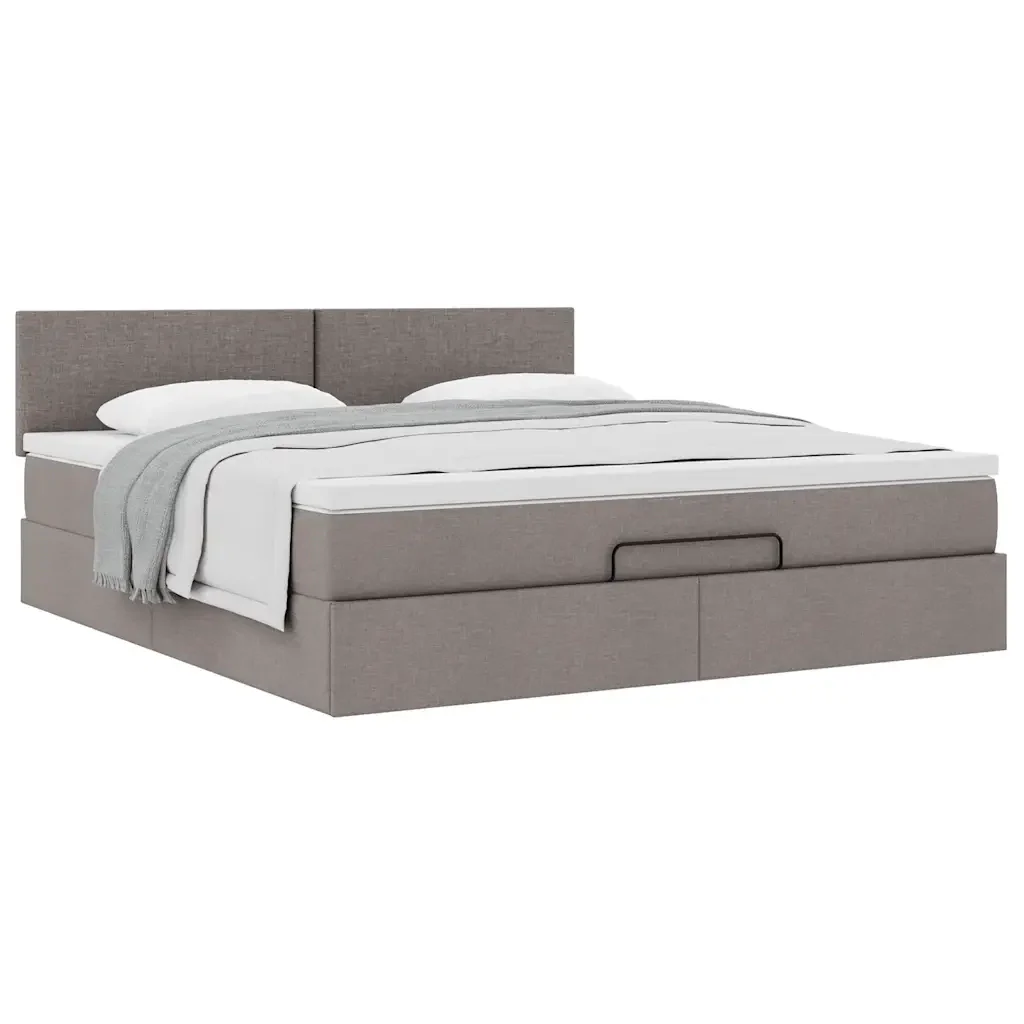 vidaXL Struttura Letto Pouf con Materasso Tortora 160x200cm in Tessuto - Image 4