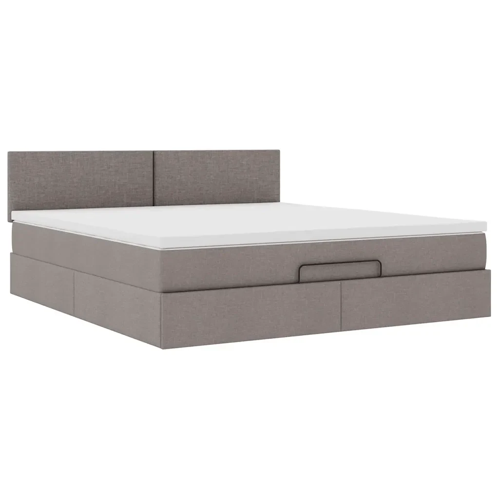 vidaXL Struttura Letto Pouf con Materasso Tortora 160x200cm in Tessuto - Image 5