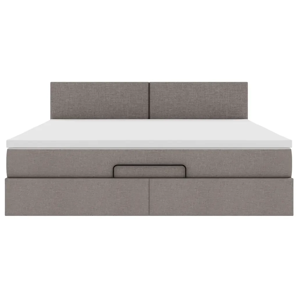 vidaXL Struttura Letto Pouf con Materasso Tortora 160x200cm in Tessuto - Image 6
