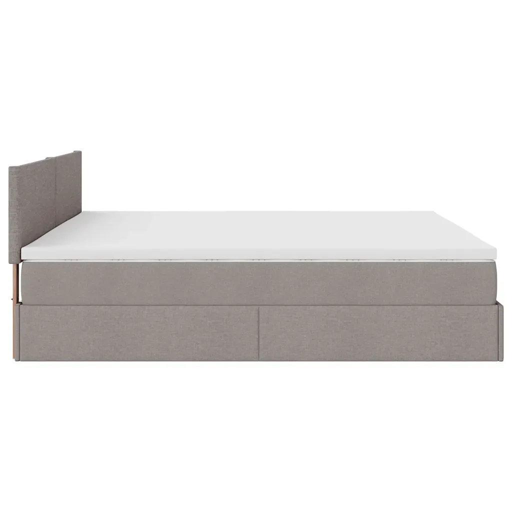 vidaXL Struttura Letto Pouf con Materasso Tortora 160x200cm in Tessuto - Image 9