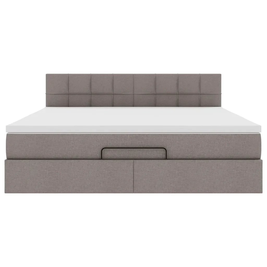 vidaXL Struttura Letto Pouf con Materasso Tortora 160x200cm in Tessuto - Image 6