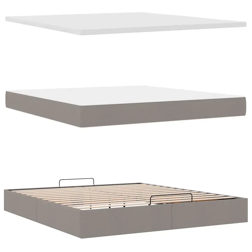 vidaXL Struttura Letto Pouf con Materasso Tortora 160x200cm in Tessuto - Image 7