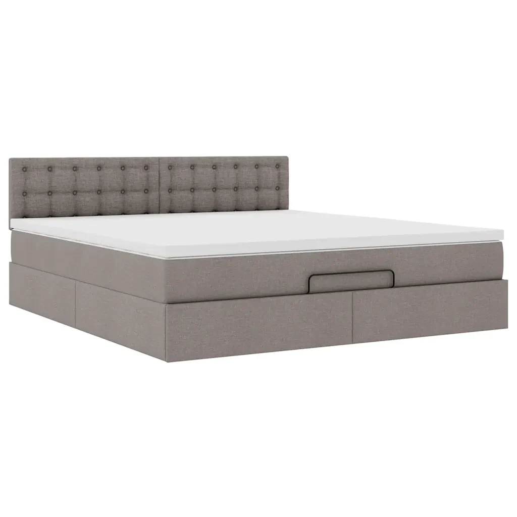 vidaXL Struttura Letto Pouf con Materasso Tortora 160x200cm in Tessuto - Image 5
