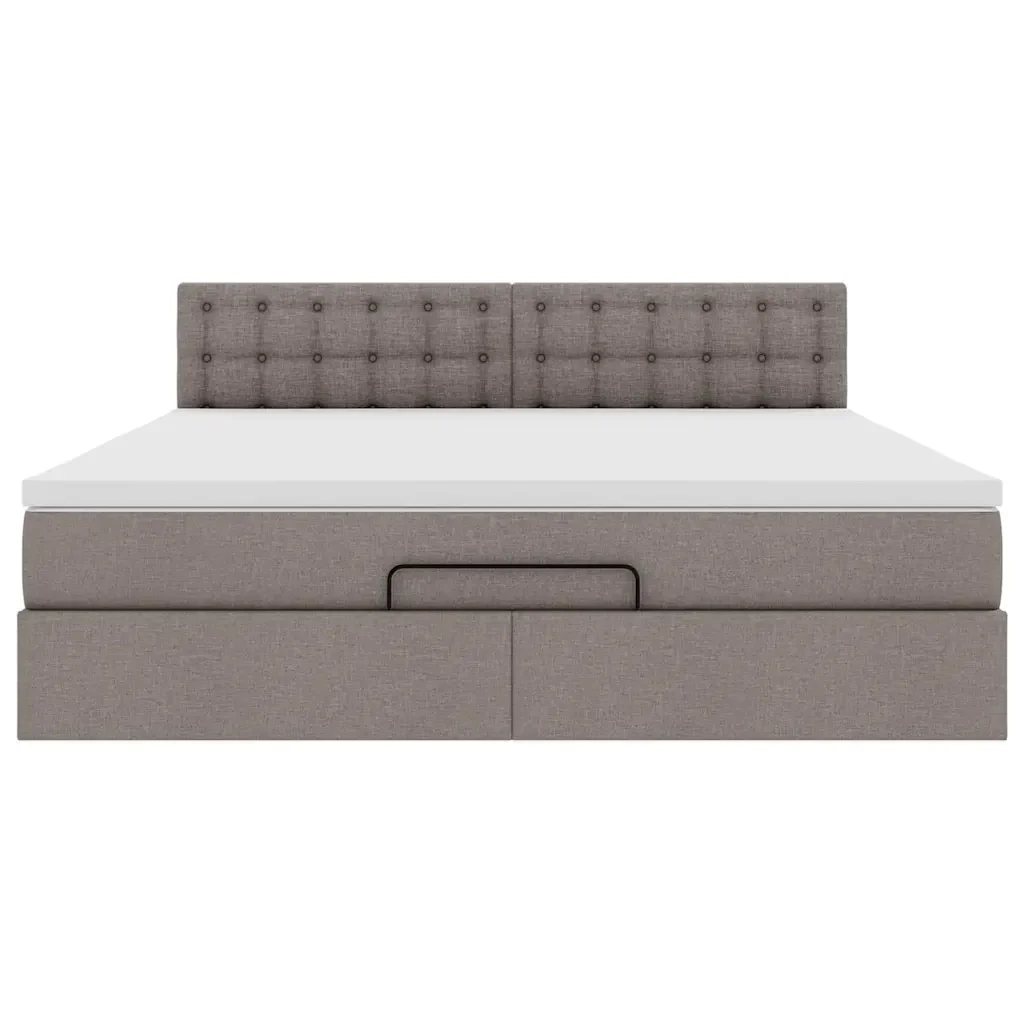 vidaXL Struttura Letto Pouf con Materasso Tortora 160x200cm in Tessuto - Image 6