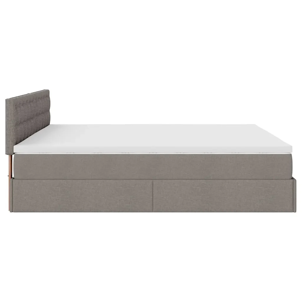 vidaXL Struttura Letto Pouf con Materasso Tortora 160x200cm in Tessuto - Image 9