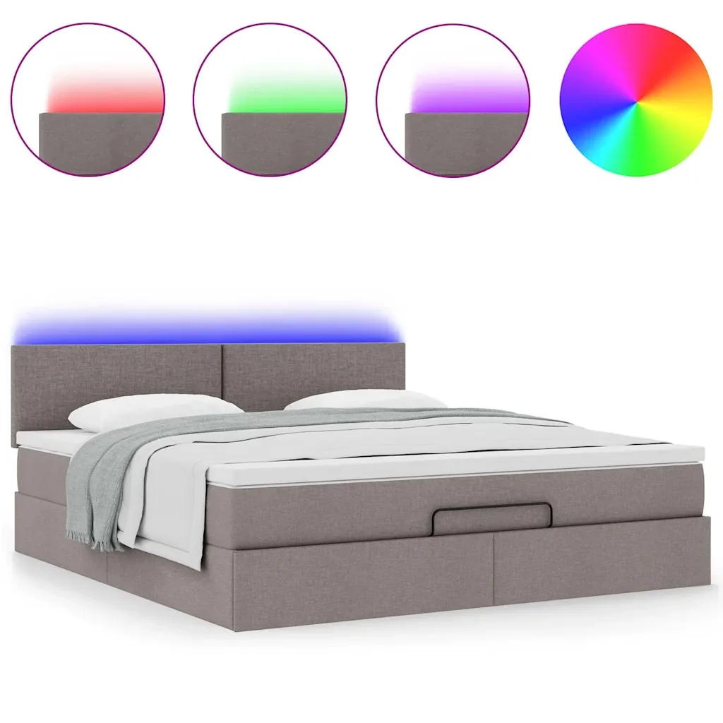 vidaXL Struttura Letto Pouf con Materasso Tortora 160x200cm in Tessuto - Image 4