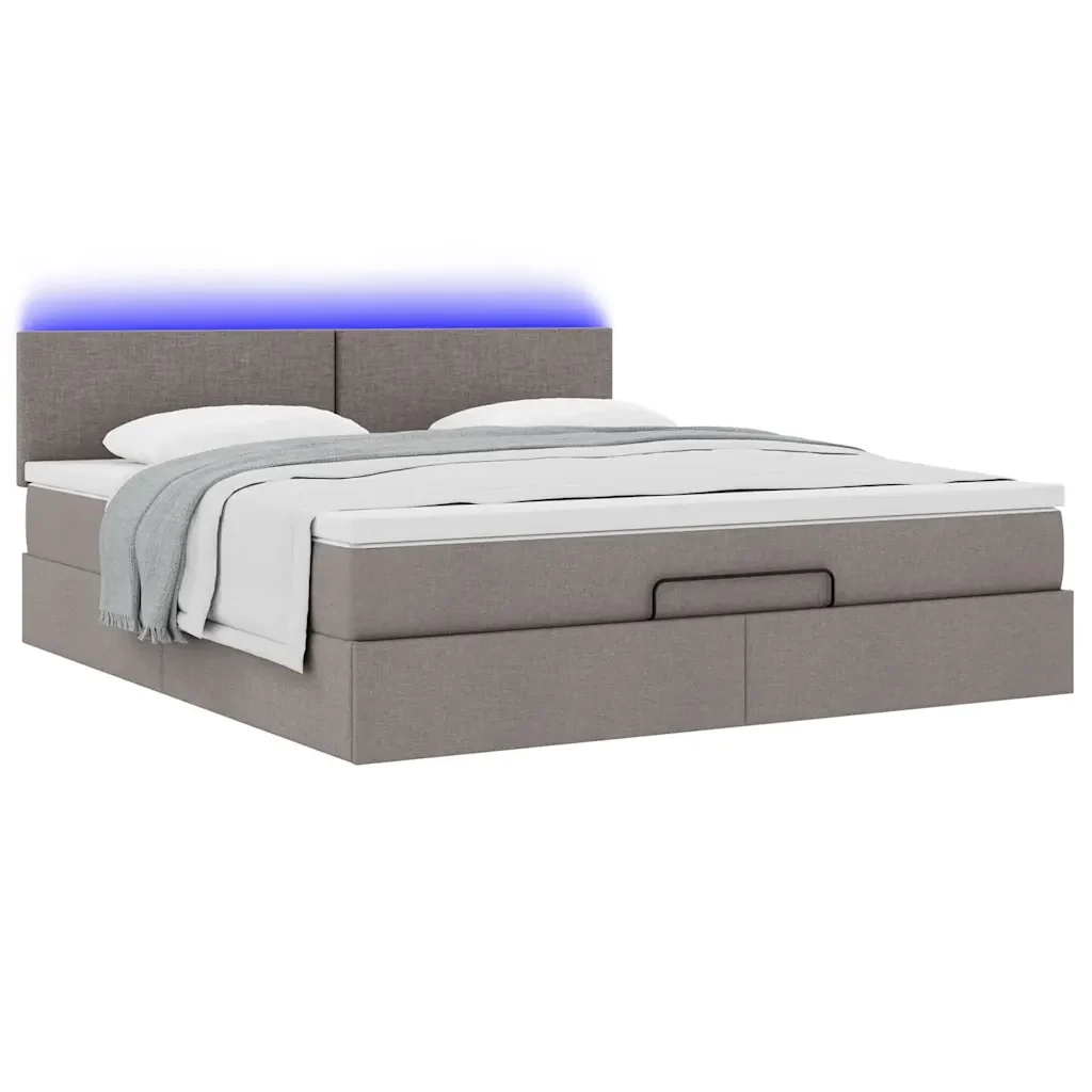 vidaXL Struttura Letto Pouf con Materasso Tortora 160x200cm in Tessuto - Image 5