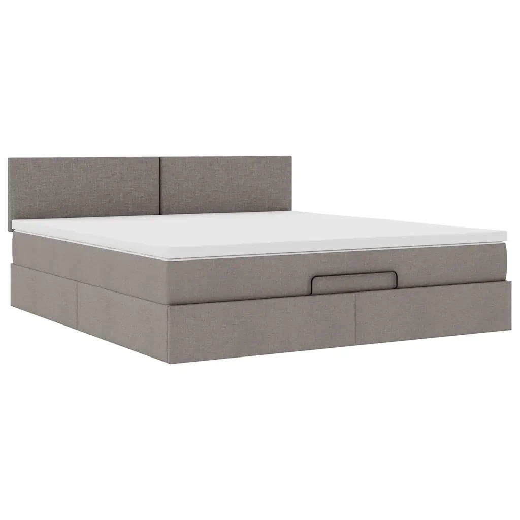 vidaXL Struttura Letto Pouf con Materasso Tortora 160x200cm in Tessuto - Image 6