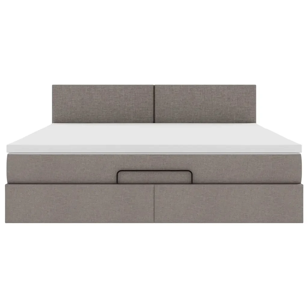 vidaXL Struttura Letto Pouf con Materasso Tortora 160x200cm in Tessuto - Image 7