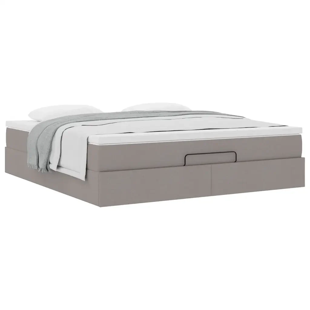 vidaXL Struttura Letto Pouf con Materasso Tortora 160x200cm in Tessuto - Image 4