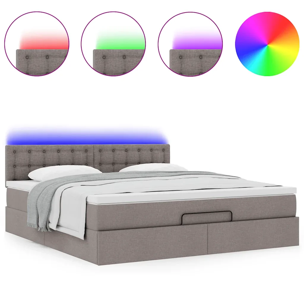 vidaXL Struttura Letto Pouf con Materasso Tortora 160x200cm in Tessuto - Image 4