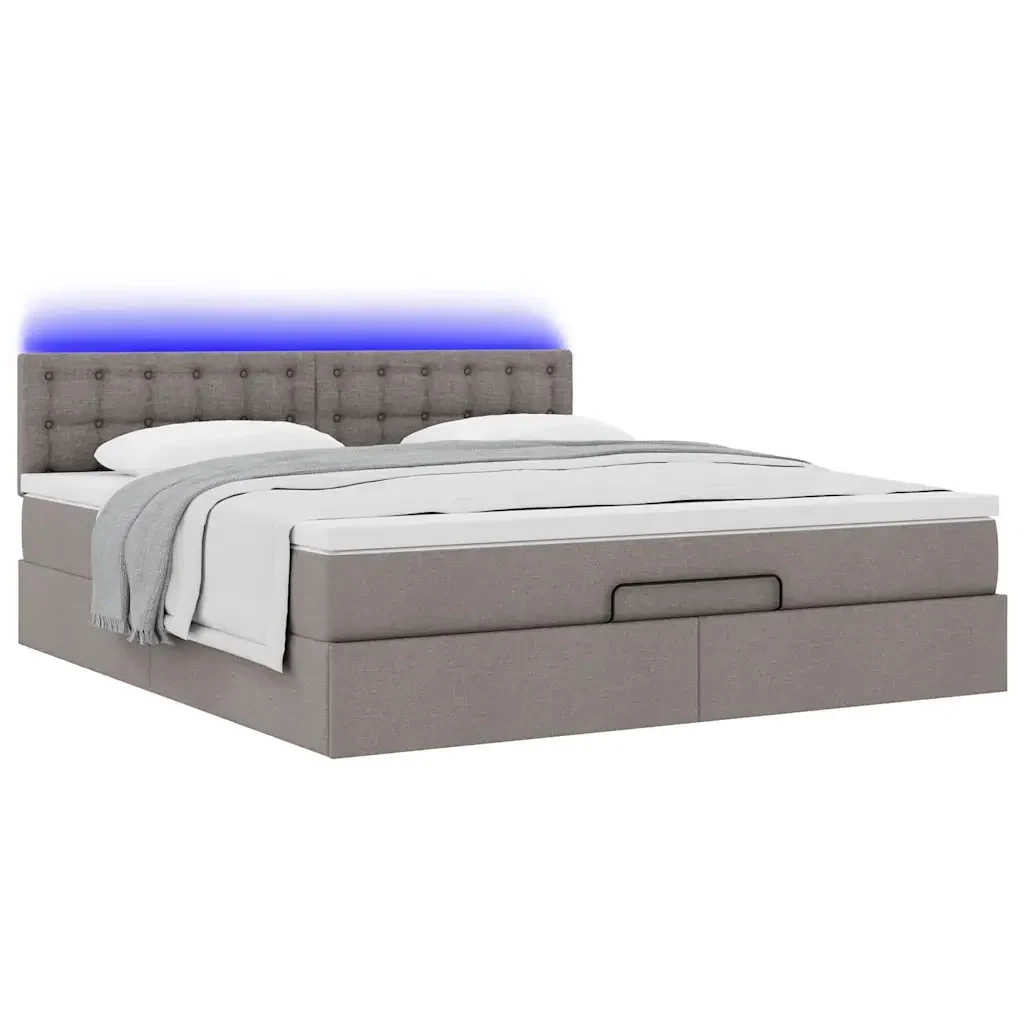 vidaXL Struttura Letto Pouf con Materasso Tortora 160x200cm in Tessuto - Image 5