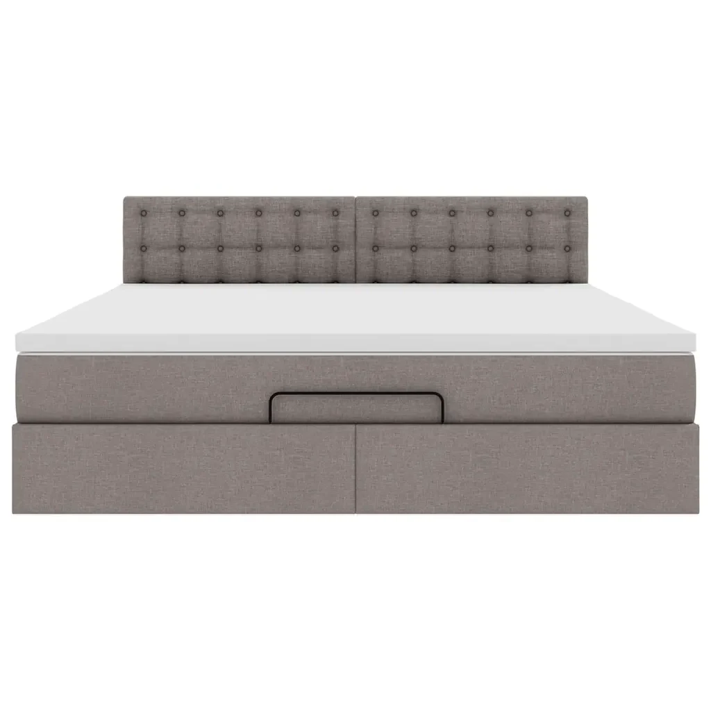vidaXL Struttura Letto Pouf con Materasso Tortora 160x200cm in Tessuto - Image 7