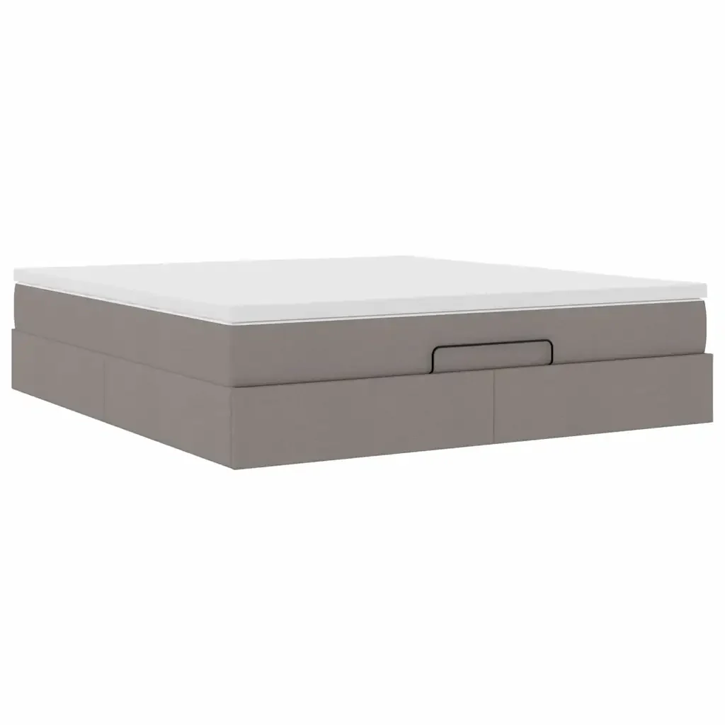 vidaXL Struttura Letto Pouf con Materasso Tortora 160x200cm in Tessuto - Image 5