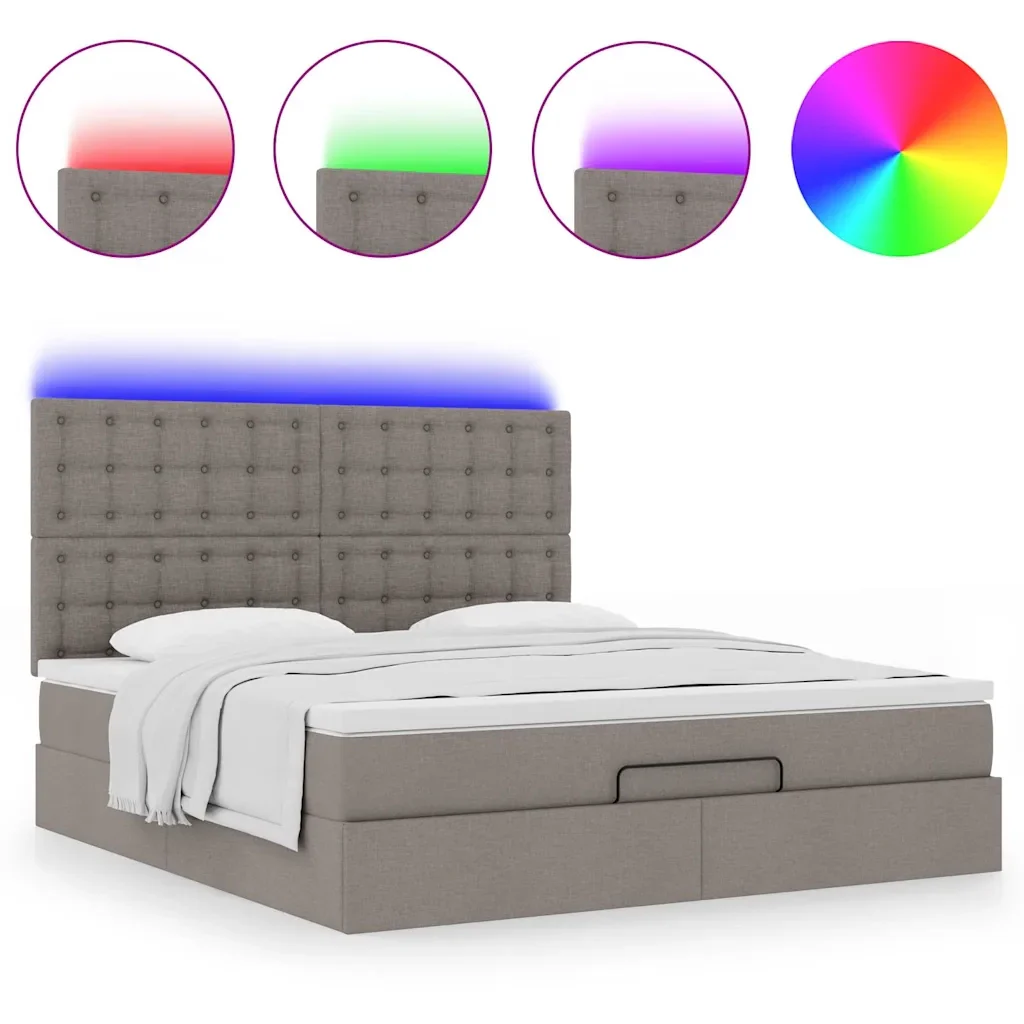 vidaXL Struttura Letto Pouf con Materasso Tortora 160x200cm in Tessuto - Image 4