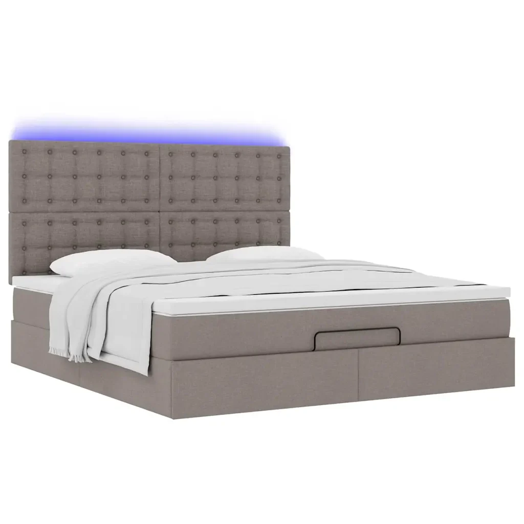 vidaXL Struttura Letto Pouf con Materasso Tortora 160x200cm in Tessuto - Image 5