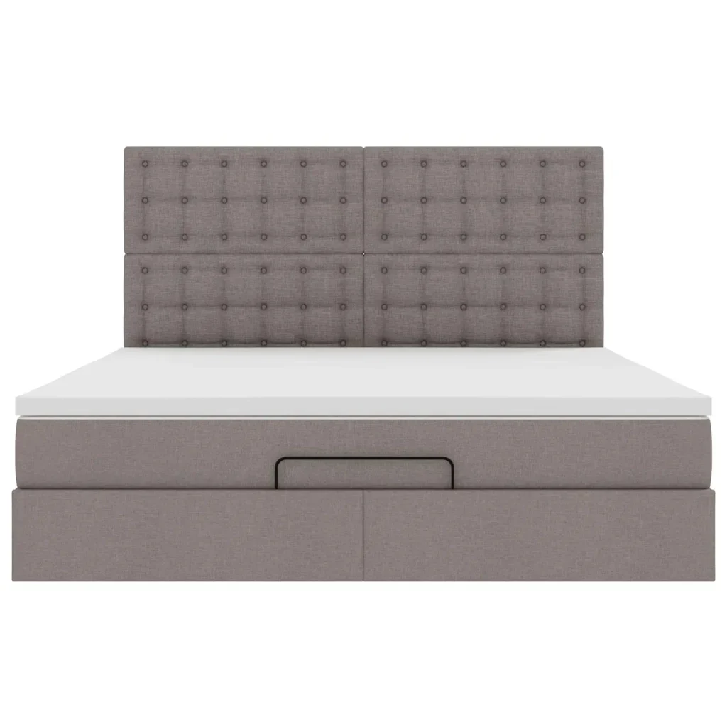 vidaXL Struttura Letto Pouf con Materasso Tortora 160x200cm in Tessuto - Image 7