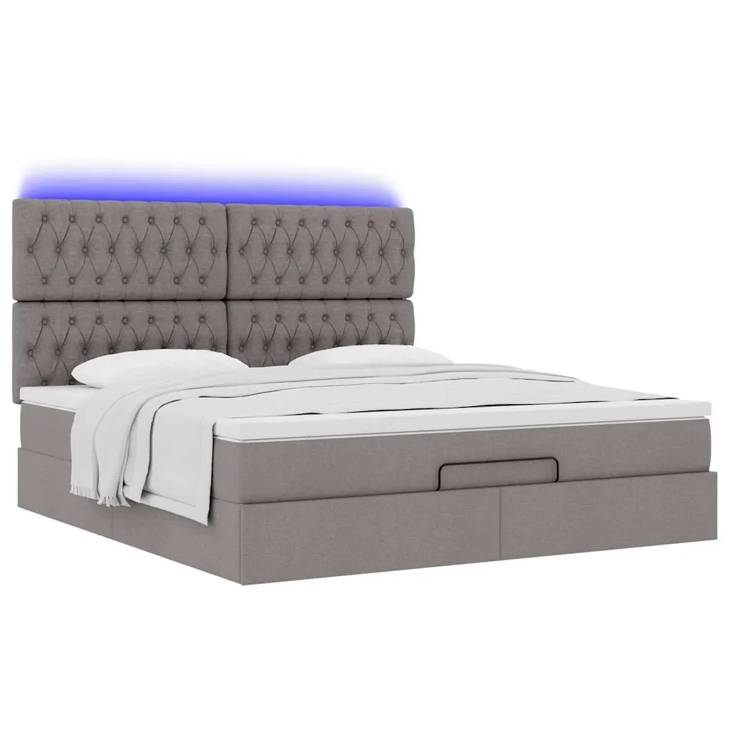 vidaXL Struttura Letto Pouf con Materasso Tortora 160x200cm in Tessuto - Image 5