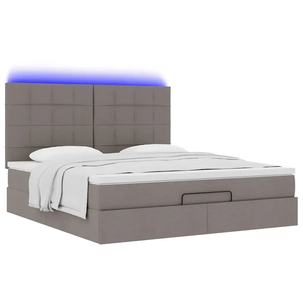 vidaXL Struttura Letto Pouf con Materasso Tortora 160x200cm in Tessuto - Image 4
