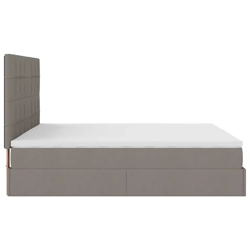 vidaXL Struttura Letto Pouf con Materasso Tortora 160x200cm in Tessuto - Image 9