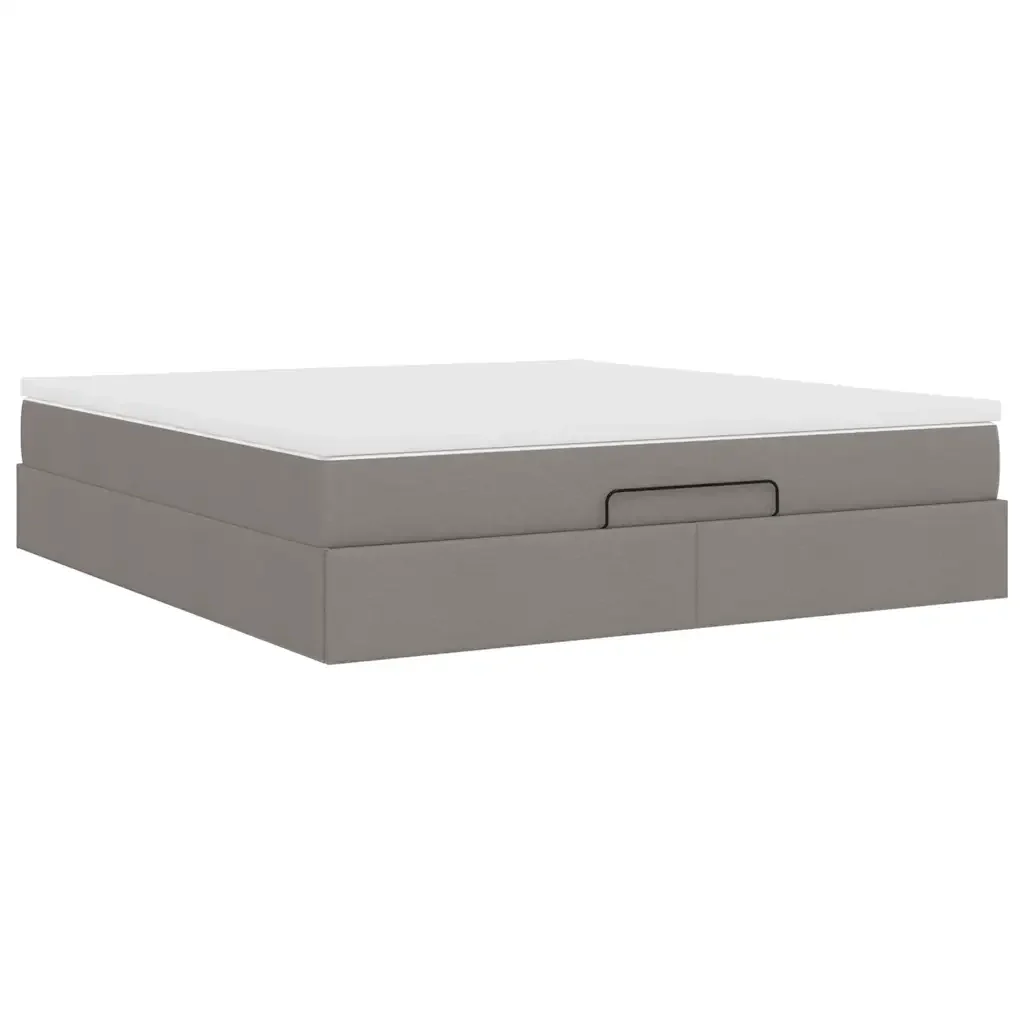 vidaXL Struttura Letto Pouf con Materasso Tortora 160x200cm in Tessuto - Image 9