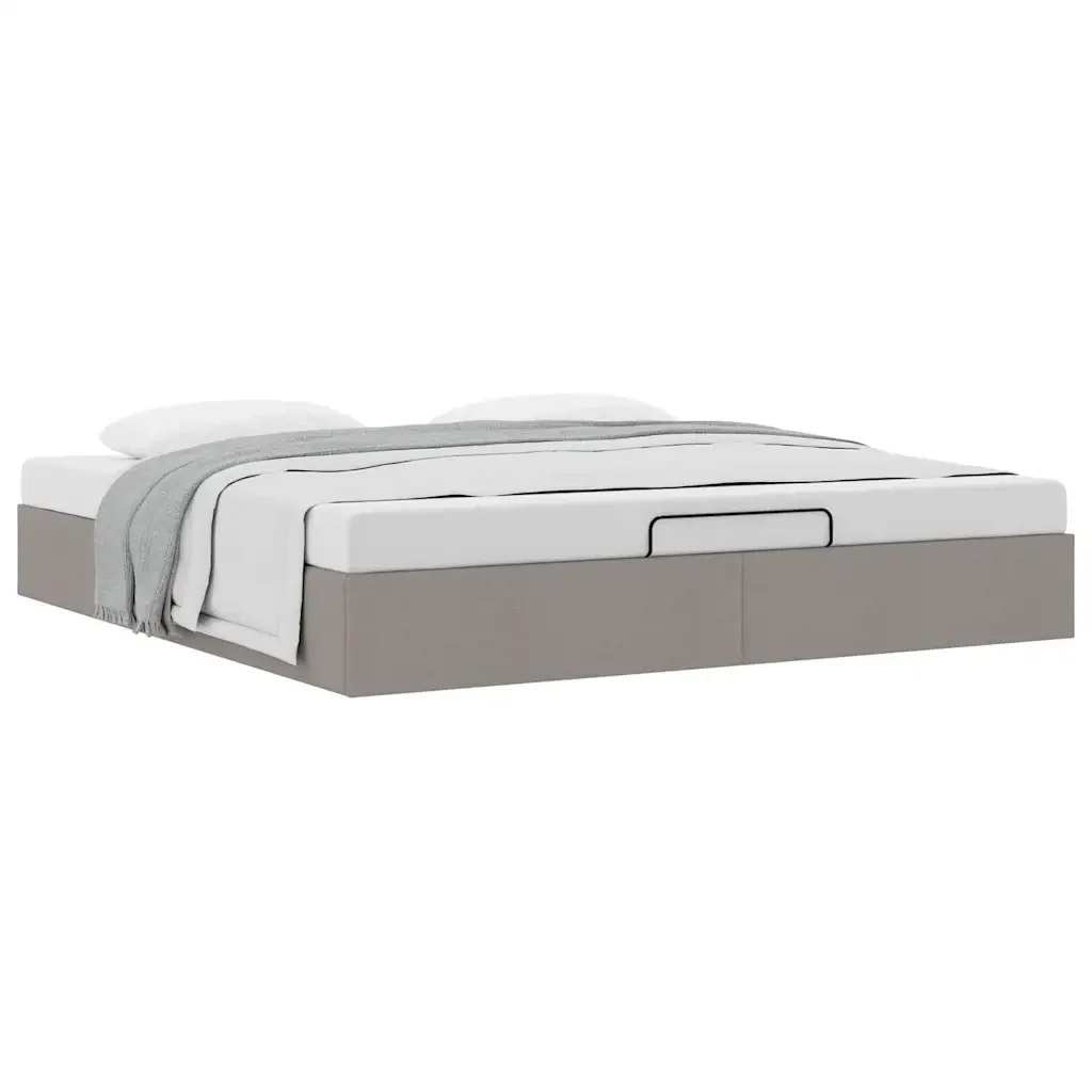 vidaXL Struttura Letto Pouf senza Materasso Tortora 160x200cm Tessuto - Image 4