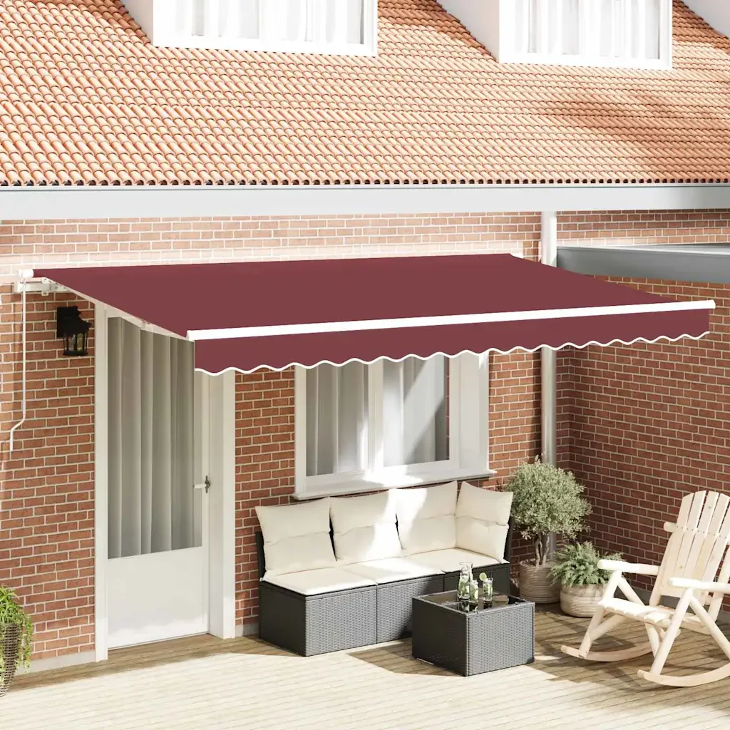 vidaXL Tenda Retrattile Borgogna 350 x 200 cm Poliestere e Alluminio