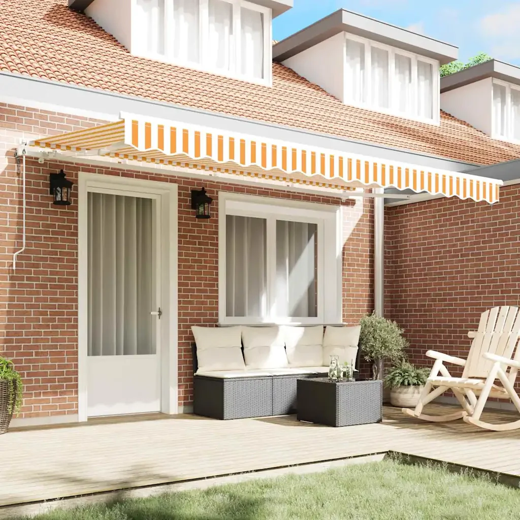 vidaXL Tenda Retrattile Giallo e Bianco 350 x 200 cm - Image 3