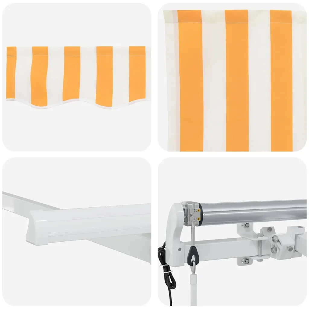 vidaXL Tenda Retrattile Giallo e Bianco 350 x 200 cm - Image 8