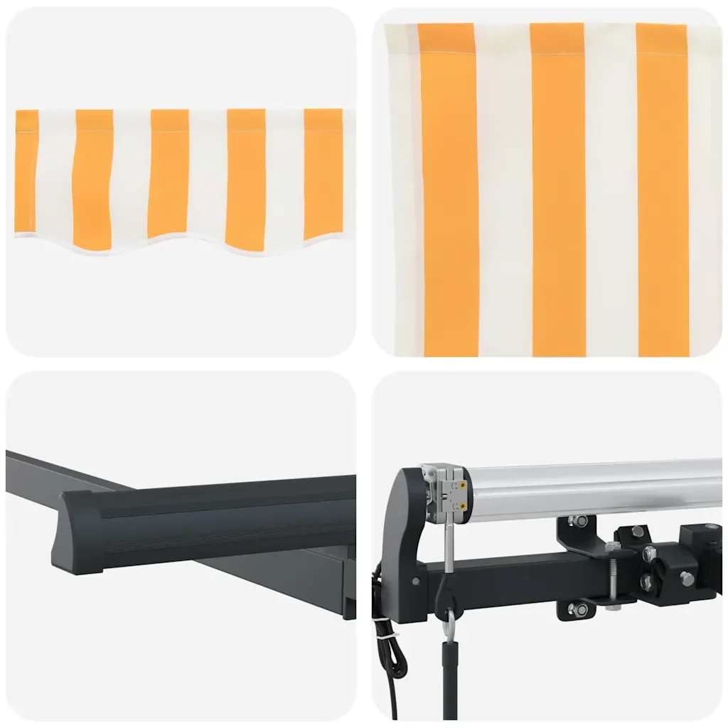 vidaXL Tenda Retrattile Giallo e Bianco 350 x 200 cm - Image 8