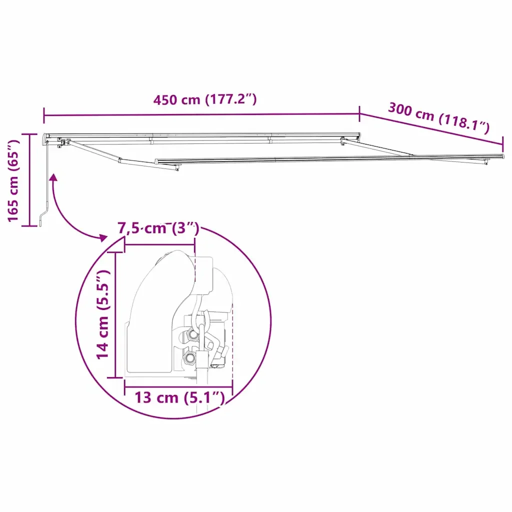 vidaXL Tenda Retrattile Rosso, bianco 450 × 300 cm Tessuto - Image 10