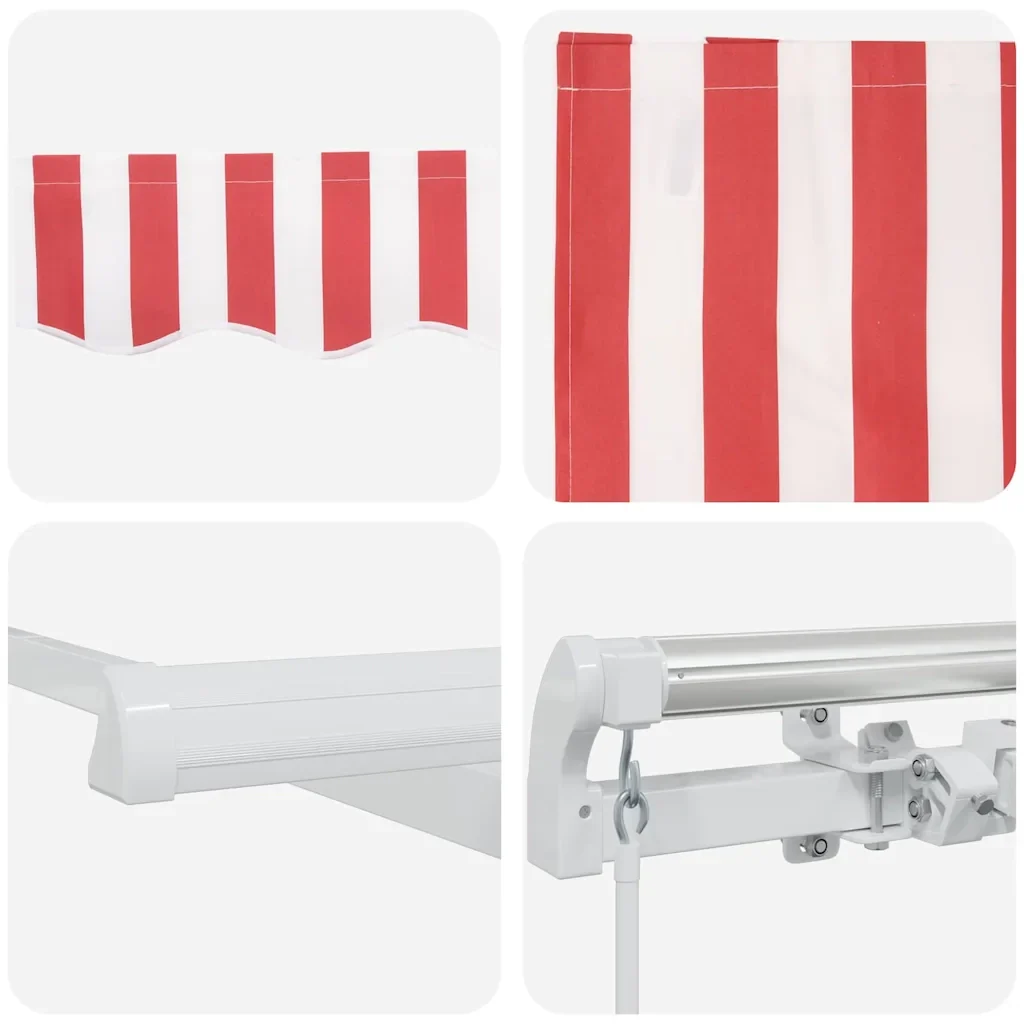 vidaXL Tenda Retrattile Rosso, bianco 450 × 300 cm Tessuto - Image 8