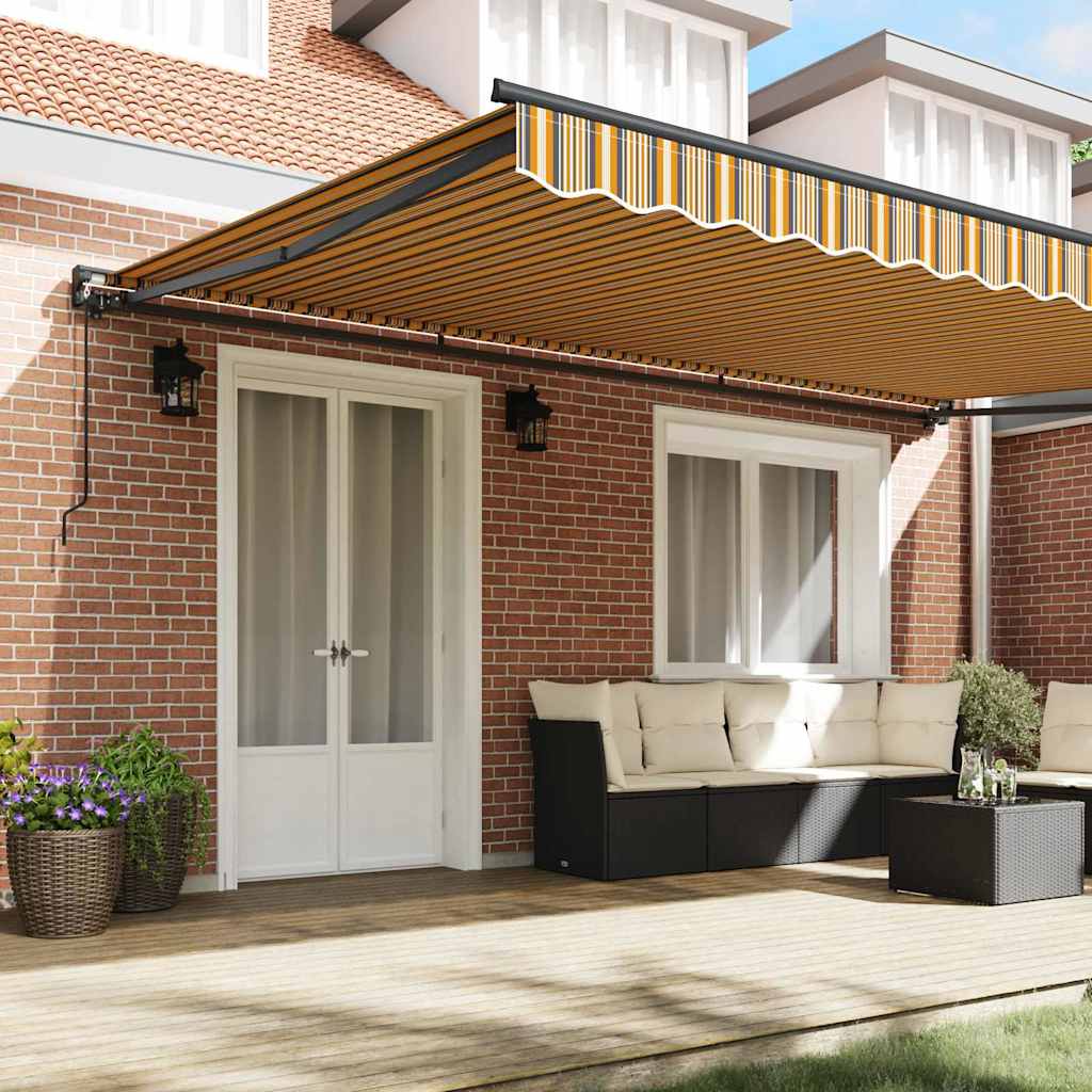 vidaXL Tenda Retrattile Striscia Multicolore 500x300 cm Tessuto - Image 3