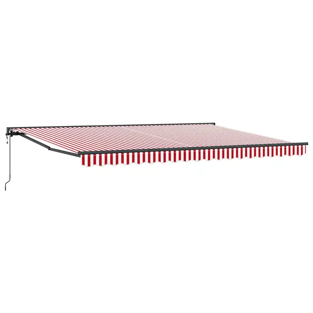 vidaXL Tenda Retrattile Striscia Rossa e Bianca 450x300 cm Tessuto - Image 2