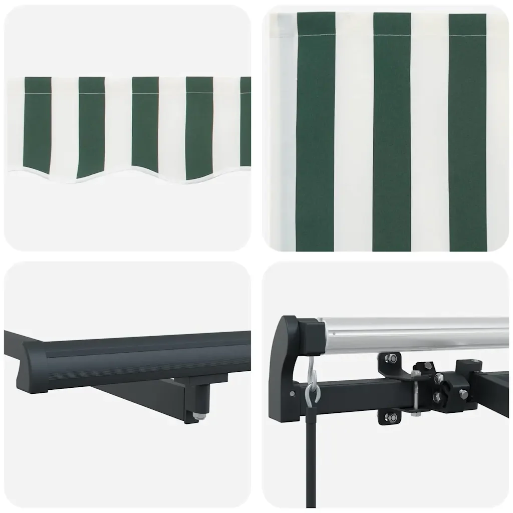 vidaXL Tenda Retrattile Verde e Bianco 250 x 200 cm - Image 8