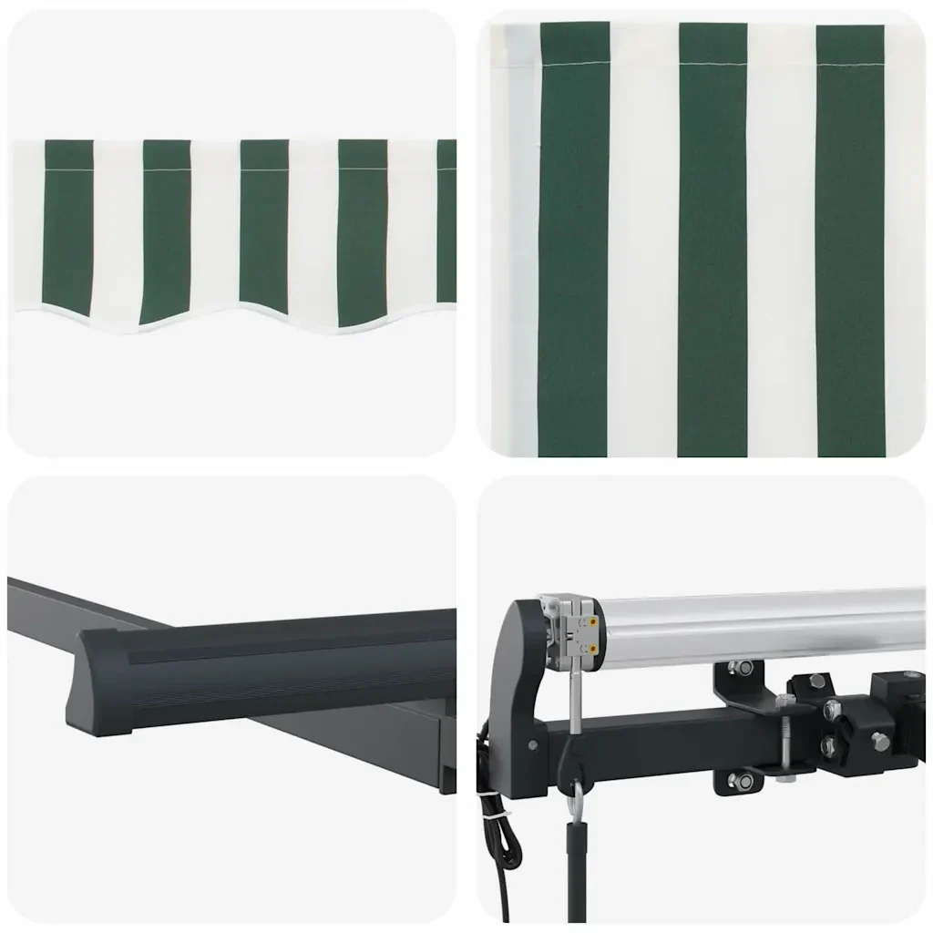 vidaXL Tenda Retrattile Verde e Bianco 250 x 200 cm - Image 8